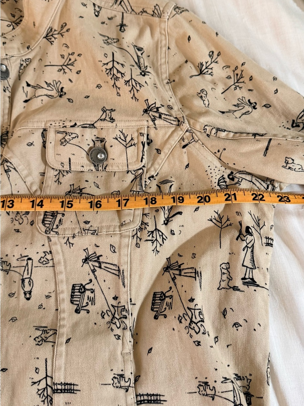 Christopher&Banks vintage Autumn Dog walk print lightweight denim stretch jacket - Picture 10 of 17